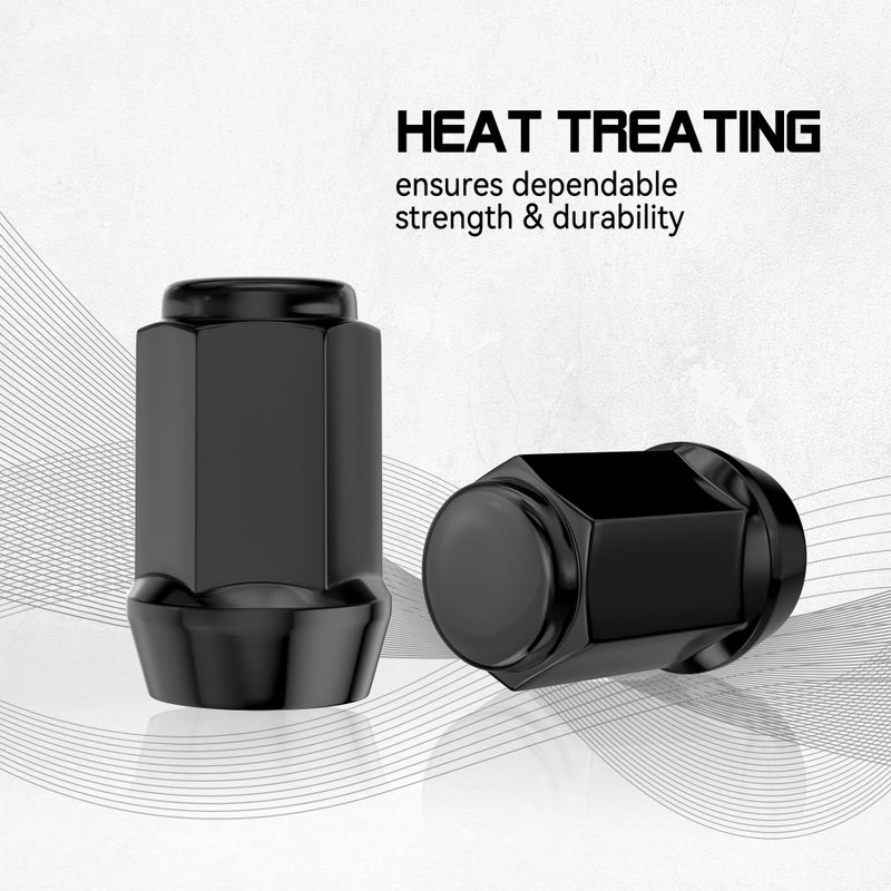 FLYCLE 20PCS 1/2-20 1.38 inch Closed End Bulge Acorn Black Lug Nuts - Cone Seat - 19mm Hex Compatible with Bronco Mustang Cherokee Ranger Explorer Liberty YJ TJ KJ KK ZJ WJ WK XK MJ XJ - Image 4